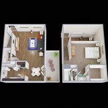 1 Bedroom / 1.5 Bathroom Silver 4201 floor plan